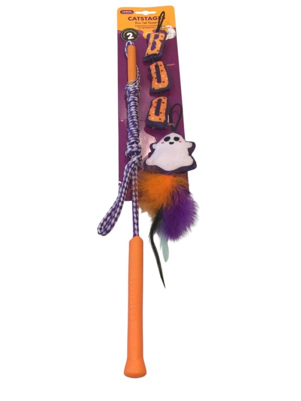CATSTAGES Halloween BOO TAIL TEASERS Ghost Interactive Toy Orange Purple